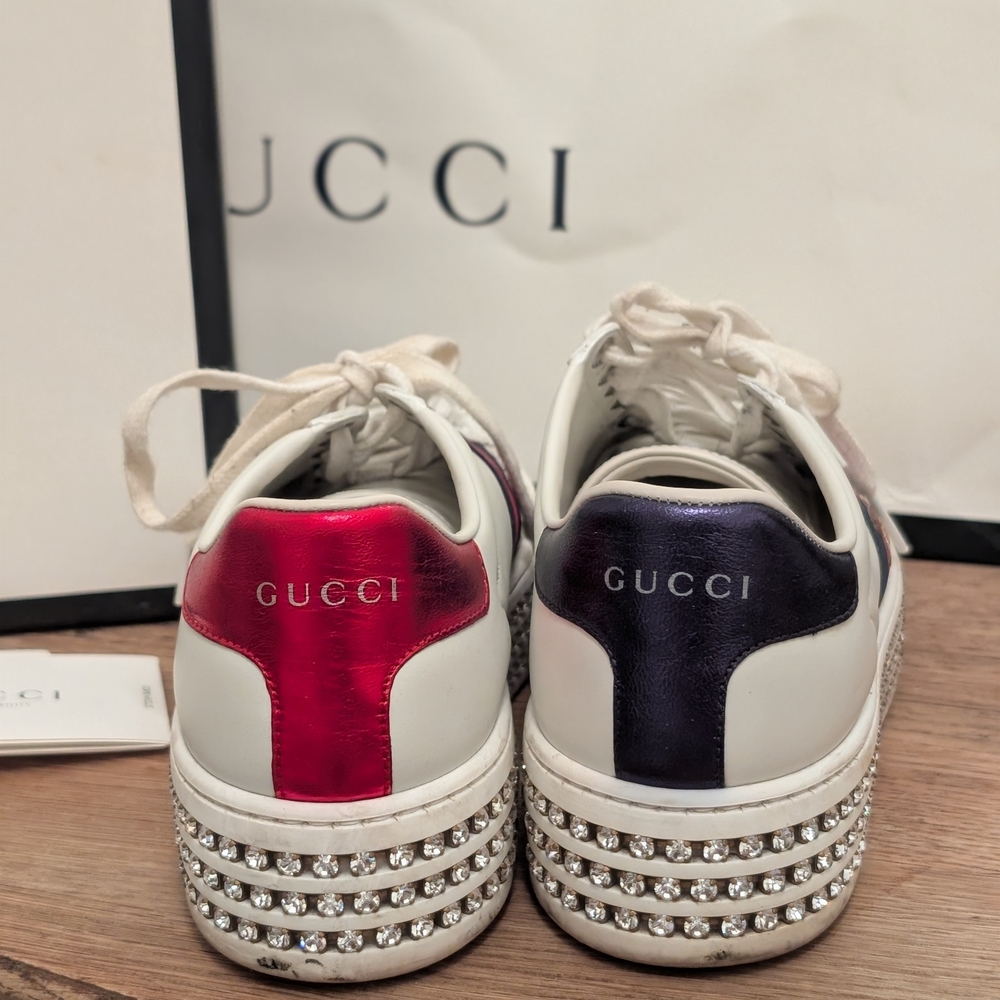 Gucci Women's White Sneakers with Red and Blue Accents - Picture 2 of 4